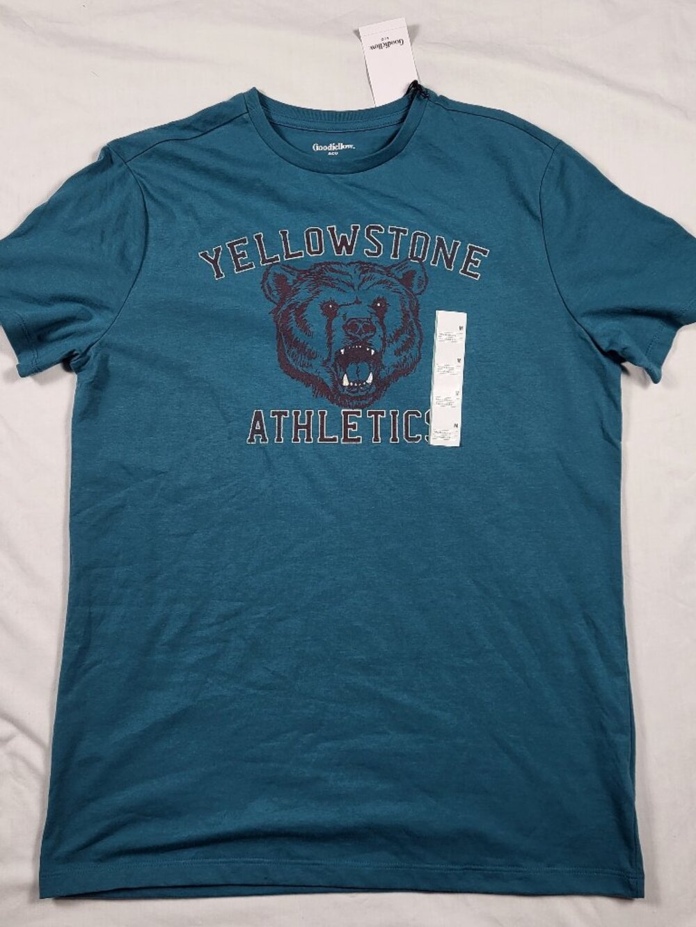 Goodfellow Shirt Men's Medium Blue Yellowstone Athletics Bear Streetwear Active